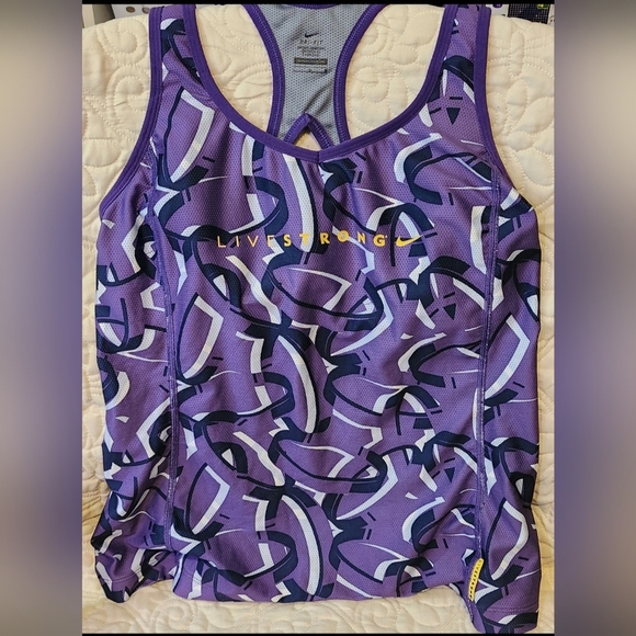 Nike LIVESTRONG Purple and Yellow Tank Top With Built In Bra - Picture 1 of 7